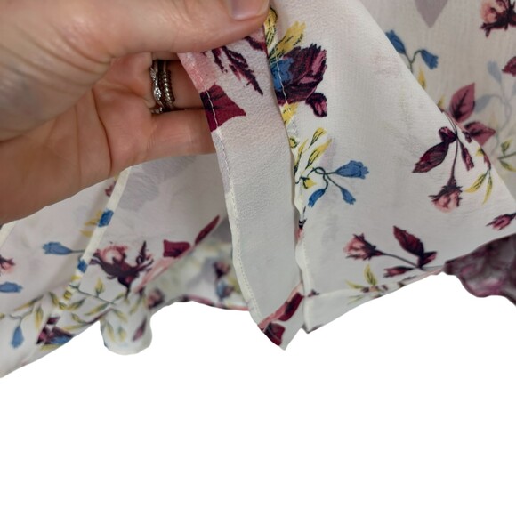 Misa Los Angeles Sia Pink White Chiffon Sheer Floral Blouse Women’s Small - Picture 6 of 10